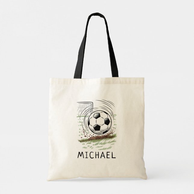 Bolsa Tote Soccer Ball Football Add Your Name Personalized (Verso)