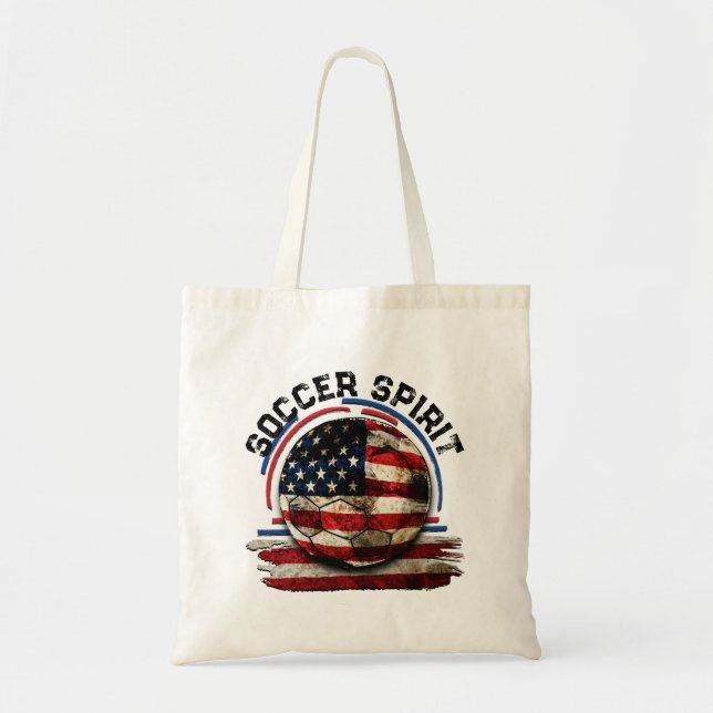 Bolsa Tote Soccer Spirit USA, Distante bandeira dos EUA (Frente)