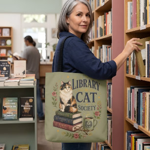 Bolsa Tote Sociedade do Gato da Biblioteca Calico Bibliófilo