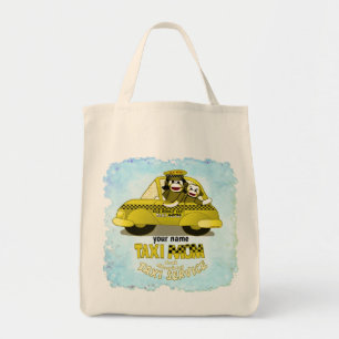 Bolsa Tote Sock Monkey Taxi Nome personalizado da mãe