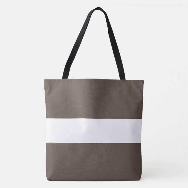 Bolsa Tote  Sofisticado Esportivo Largo Marrom Listras Branca (Frente)