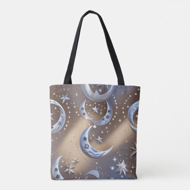 Bolsa Tote Soft Beige Silvery Blue Moon Calm Elegance (Verso)