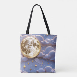 Bolsa Tote Soft Gold Pale Blue Lavender Moon Serenity