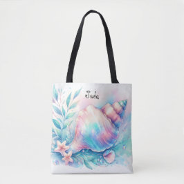 Bolsa Tote Soft Iridescent Pastel Hues Conch Seashell