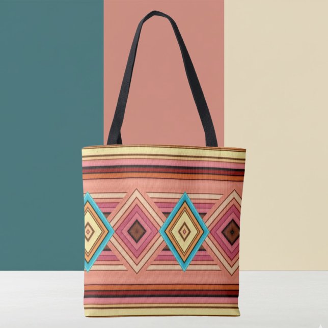 Bolsa Tote Soft Multi-Color Diamond & Stripe (Criador carregado)