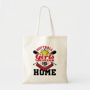 Bolsa Tote Softbol O Lugar de uma Garota é em Casa