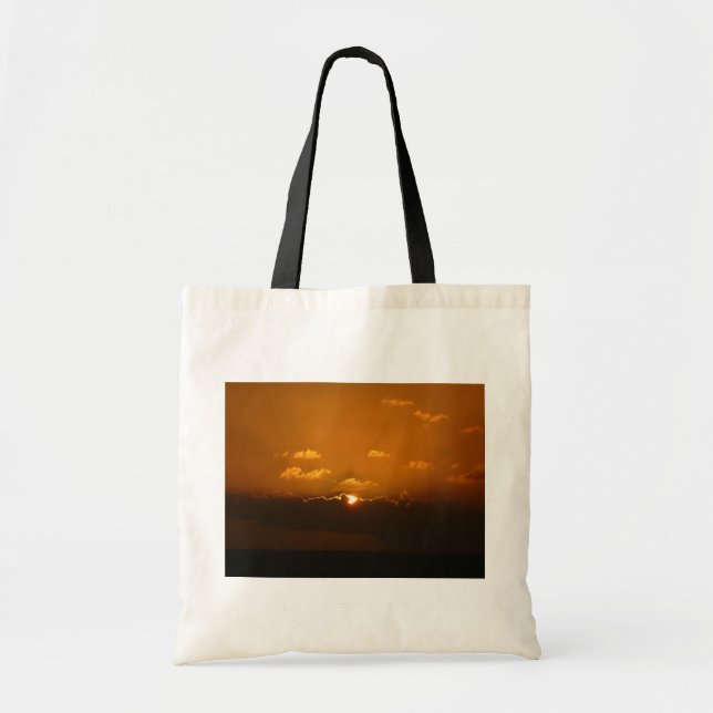 Bolsa Tote Sol Atrás das Nuvens Foto Laranja Sunset (Frente)