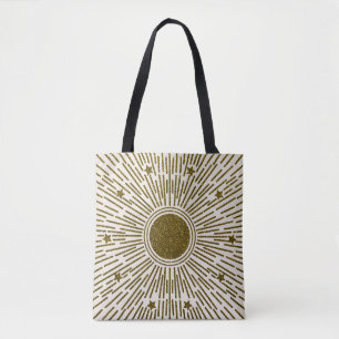 Bolsa Tote Sol de ouro, raios de safra.