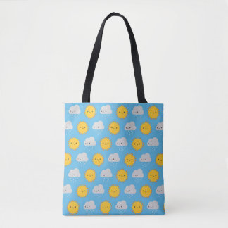 Bolsa Tote Sol e Chuva Kawaii