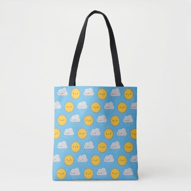 Bolsa Tote Sol e Chuva Kawaii (Frente)