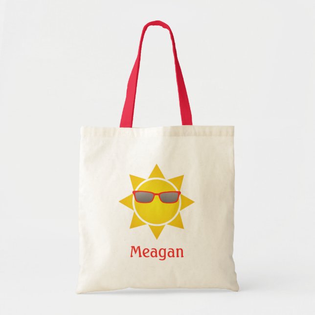 Bolsa Tote Sol Gradiente Amarelo com Tons Vermelhos e Nome (Frente)