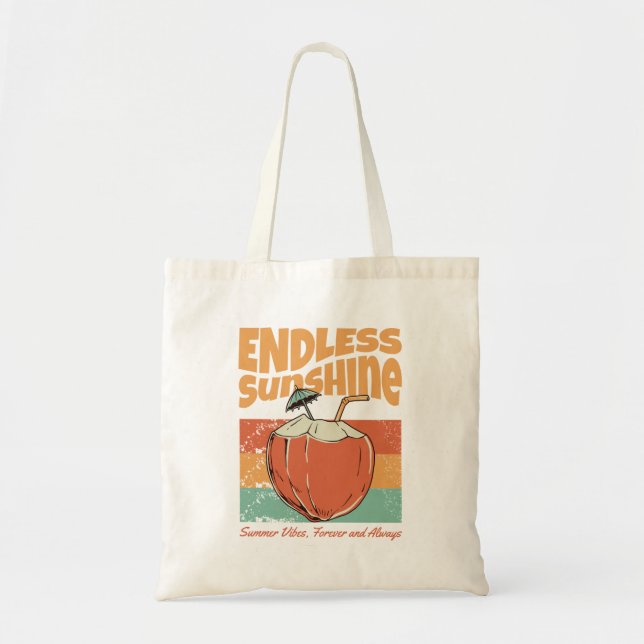 Bolsa Tote Sol Infinito Coco Praia Retro (Frente)
