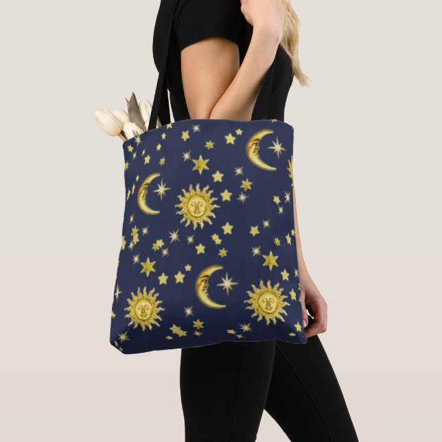 Bolsa Tote Sol, Lua e Estrelas (Close Up)