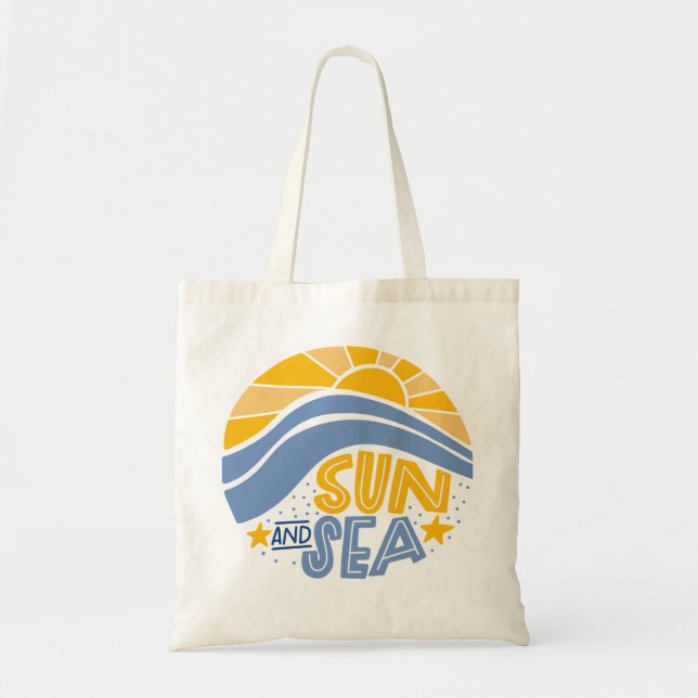 Bolsa Tote Sol, Mar e Praia de Verão (Frente)