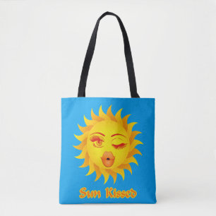 Bolsa Tote Sol quente beijado, Sun emoji, flertando