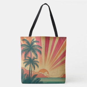 Bolsa Tote Sol retrô/vintage tropical/havaiano