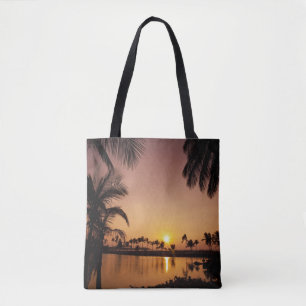 Bolsa Tote Sol se pondo na Baía Anaeho'omalu, Ilha Grande
