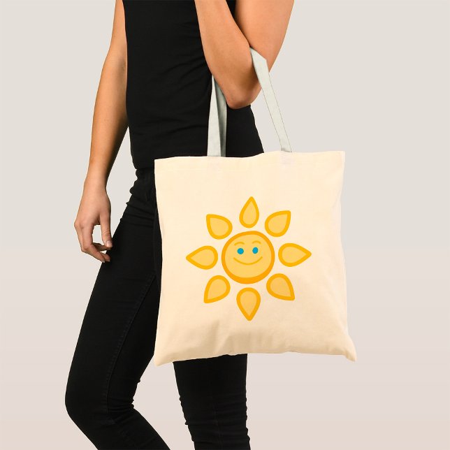 Bolsa Tote Sol Sorridente Feliz Luz do Sol (Criador carregado)