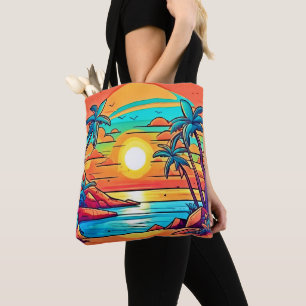 Bolsa Tote Sol tropical: Costa vívida