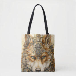 Bolsa Tote Solarpunk Red Wolf Steampunk inspiração