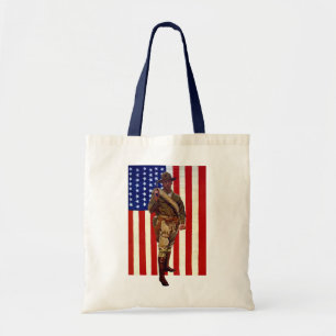 Bolsa Tote Soldado Patriótico Vintage com Bandeira Americana