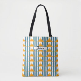 Bolsa Tote Solos Amarelos Laranja em Stripes Teais