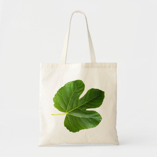 Bolsa Tote Solteiro de figo Folha verde isolada (Frente)