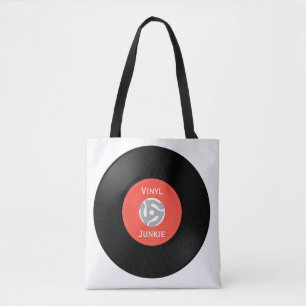 Bolsa Tote Solteiro de registro de vinilo, 45 RPM, Design