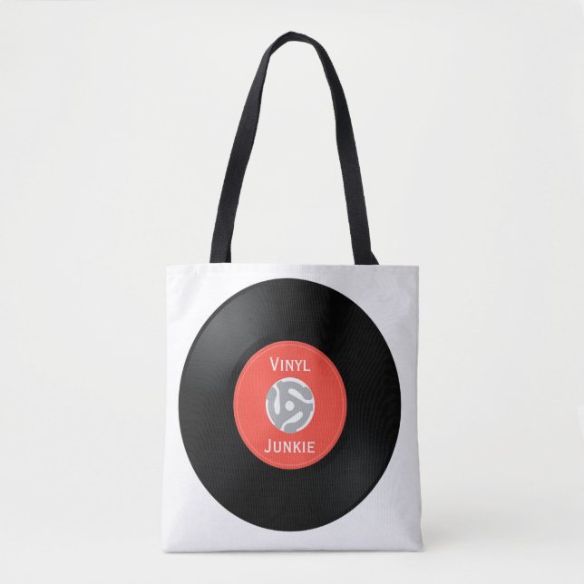 Bolsa Tote Solteiro de registro de vinilo, 45 RPM, Design (Frente)