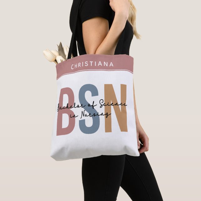 Bolsa Tote Solteiro Personalizado de Ciência BSN na Enfermage (Close Up)