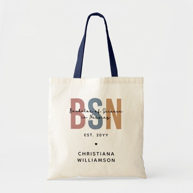 Bolsa Tote Solteiro Personalizado de Ciência BSN na Enfermage (Frente)