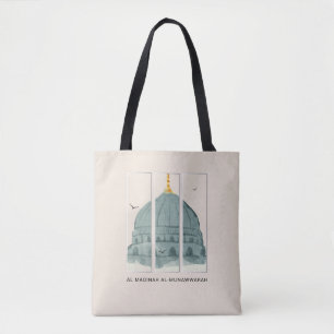 Bolsa Tote Soma Verde de Masjid a-Nabi Watercolor Triptych