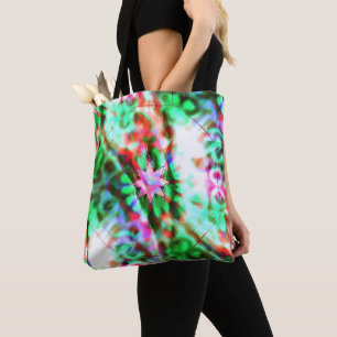 Bolsa Tote Sombras estreladas em manchas floridas de vidro, r
