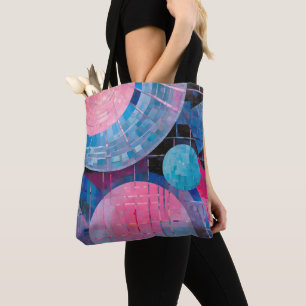 Bolsa Tote Sombras Sutil de Azul e Rosa em Abstrato