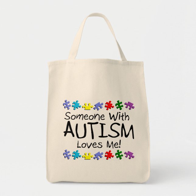 Bolsa Tote Somone com autismo ama-me (os PP) (Frente)