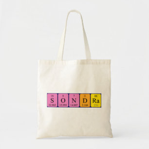Bolsa Tote Sondra com nome de mesa periódico tote saco