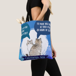 Bolsa Tote Soneca Existencial Humor de Gato Dormindo Citação 