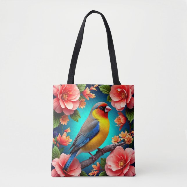 Bolsa Tote Songbird Perfeitado Entre Flores Brilhantes (Frente)