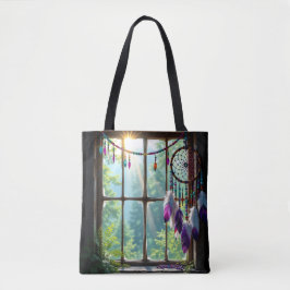 Bolsa Tote Sonhador Boho Roxo na Janela