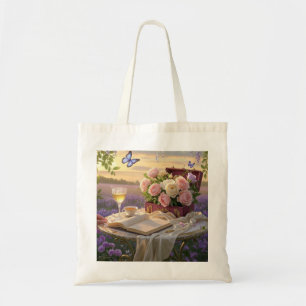 Bolsa Tote Sonhadora, cena de foco suave de uma lavanda, Flor