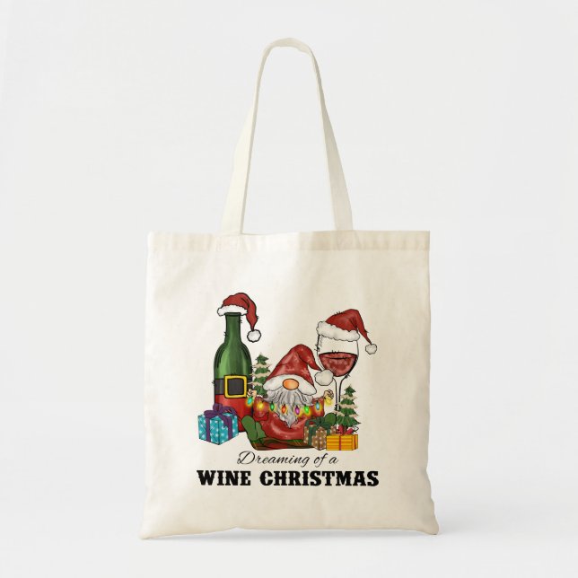 Bolsa Tote Sonhando com um Natal de vinho (Frente)