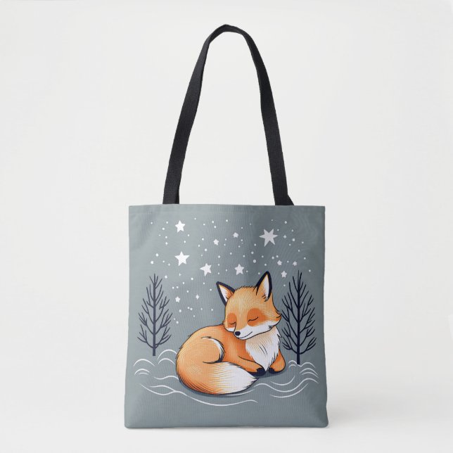 Bolsa Tote Sonhando Fox Night Sky (Frente)