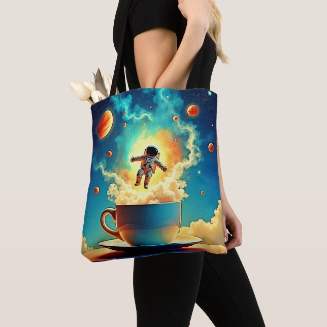 Bolsa Tote Sonho de café astronauta (Close Up)
