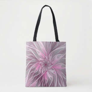 Bolsa Tote Sonho De Flor Rosa Fractal, Padrão De Fantasia Fl
