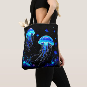 Bolsa Tote Sonho de medusa bioluminescente