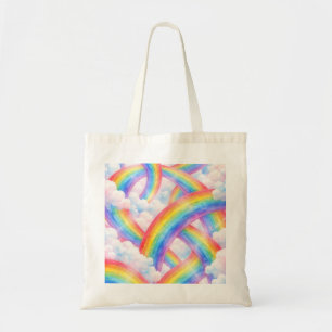 Bolsa Tote Sonho de Nuvem Arco-íris Pastel