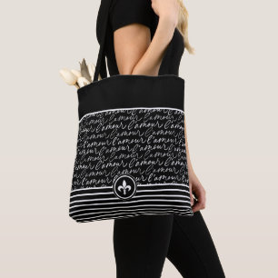 Bolsa Tote 'Sonho de Paris' preto e branco