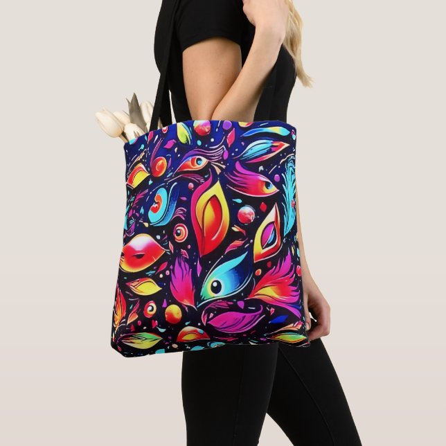 Bolsa Tote Sonho de Pena Psicodélico (Close Up)