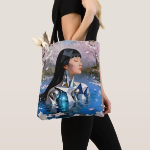 Bolsa Tote "Sonho Digital da Água" - Um Retrato Digital