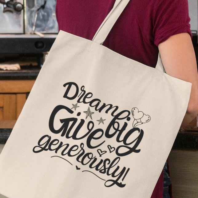 Bolsa Tote Sonho Grande Dão generosamente Presente Inspiracio (Shop now  and make a statement that goes beyond fashion; it's a statement of heart and purpose!)
